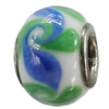 Handmade European Style Lampwork Beads With Platinum Color Copper Core, 15x10mm Hole:5mm, Sold by PC