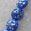 Lampwork Beads, Flat Round 15mm Hole: About 1.5mm, Sold by PC