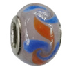 Handmade European Style Lampwork Beads With Platinum Color Copper Core, 15x10mm Hole:5mm, Sold by PC