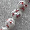 Lampwork Beads, Flat Round 15mm Hole: About 1.5mm, Sold by PC