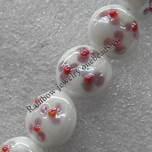 Lampwork Beads, Flat Round 16mm Hole: About 1.5mm, Sold by PC