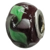 Handmade European Style Lampwork Beads With Platinum Color Copper Core, 15x10mm Hole:5mm, Sold by PC