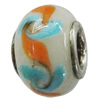 Handmade European Style Lampwork Beads With Platinum Color Copper Core, 15x10mm Hole:5mm, Sold by PC