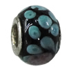 Handmade European Style Lampwork Beads With Platinum Color Copper Core, 15x10mm Hole:5mm, Sold by PC