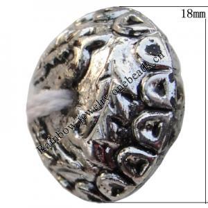 Jewelry findings, CCB plastic Beads Antique silver, 10x18mm Hole:2mm, Sold by Bag