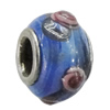 Handmade European Style Lampwork Beads With Platinum Color Copper Core, About 15x10mm Hole:5mm, Sold by PC
