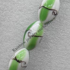 Lampwork Beads, Oval 27x16mm Hole: About 2mm, Sold by PC