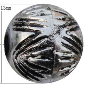 Jewelry findings, CCB antique silver plastic Beads, Round 13x13mm Hole:3mm, Sold by Bag