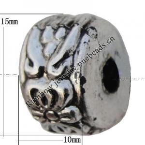 Jewelry findings, CCB plastic Beads Antique silver, Column 10x15mm Hole:3mm, Sold by Bag