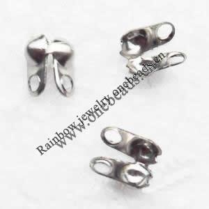Bead Tips, Copper Lead-Free, 4.0mm hole: 1.5mm, Sold by Bag 
