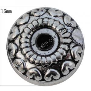 Jewelry findings, CCB plastic Beads Antique silver, Flat Round 16x16mm Hole:3mm, Sold by Bag