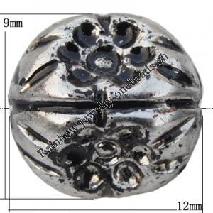 Jewelry findings, CCB plastic Beads Antique silver, Oval 12x9mm Hole:2mm, Sold by Bag