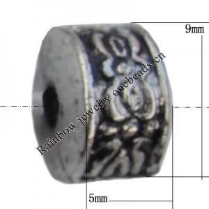 Jewelry findings, CCB plastic Beads Antique silver, Column 5x9mm Hole:2mm, Sold by Bag