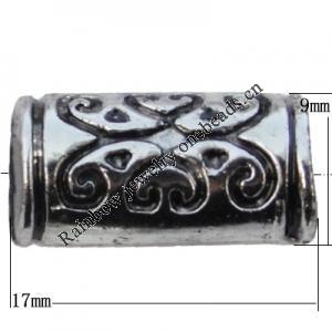 Jewelry findings, CCB plastic Beads Antique silver, Tube 17x9mm Hole:3mm, Sold by Bag