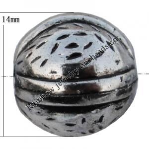 Jewelry findings, CCB plastic Beads Antique silver, Round 14x14mm Hole:2mm, Sold by Bag