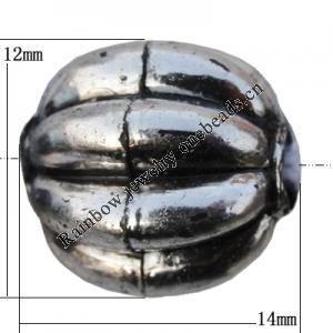 Jewelry findings, CCB plastic European style Beads Beads Antique silver, Fluted Oval 14x12mm Hole:4mm, Sold by Bag