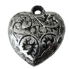 Jewelry findings, CCB plastic Pendant Antique Silver, Heart 26x23mm Hole:3mm, Sold by Bag