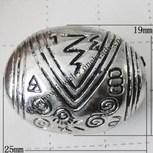 Jewelry findings, CCB plastic Beads Antique Silver, Oval 25x19mm Hole:3mm, Sold by Bag