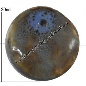 Porcelain beads, Flat Round 20x8mm, Sold by Bag