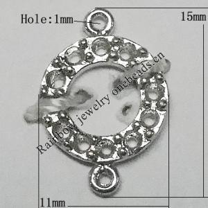 Copper Connectors Jewelry Findings Lead-free Platina Plated, 15x11mm Hole:1mm, Sold by Bag