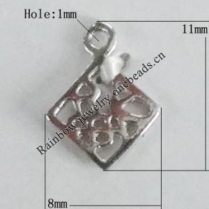 Copper Connectors Jewelry Findings Lead-free Platina Plated, 11x8mm Hole:1mm, Sold by Bag