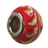 Handmade European Style Lampwork Beads With Platinum Color Copper Core, 15x10mm Hole:5mm, Sold by PC