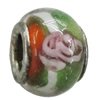 Handmade European Style Lampwork Beads With Platinum Color Copper Core, 15x10mm Hole:5mm, Sold by PC