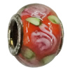 Handmade European Style Lampwork Beads With Platinum Color Copper Core, 15x10mm Hole:5mm, Sold by PC