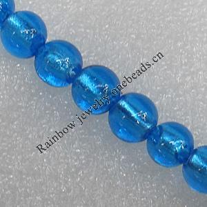 Silver Foil Lampwork Beads, Round 10mm Hole: About 1.5mm, Sold by PC