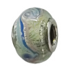 Handmade European Style Lampwork Beads With Platinum Color Copper Core, 15x10mm Hole:5mm, Sold by PC