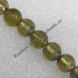 Silver Foil Lampwork Beads, Round 8mm Hole: About 1.5mm, Sold by PC