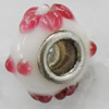 Handmade European Style Lampwork Beads With Platinum Color Copper Core, About 15x10mm Hole:5mm, Sold by PC