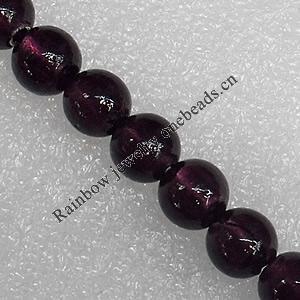 Silver Foil Lampwork Beads, Round 12mm Hole: About 1.5mm, Sold by PC