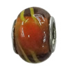 Handmade European Style Lampwork Beads With Platinum Color Copper Core, 15x10mm Hole:5mm, Sold by PC