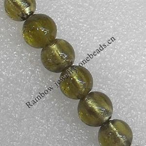 Silver Foil Lampwork Beads, Round 10mm Hole: About 1.5mm, Sold by PC