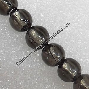 Silver Foil Lampwork Beads, Round 12mm Hole: About 1.5mm, Sold by PC