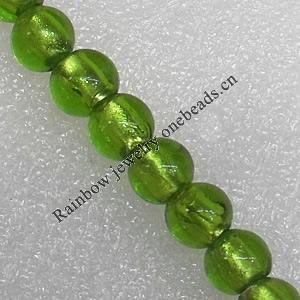 Silver Foil Lampwork Beads, Round 8mm Hole: About 1.5mm, Sold by PC