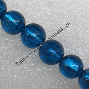 Silver Foil Lampwork Beads, Round 12mm Hole: About 1.5mm, Sold by PC