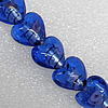Silver Foil Lampwork Beads, Heart 15mm Hole: About 1.5mm, Sold by PC