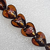 Silver Foil Lampwork Beads, Heart 12mm Hole: About 1.5mm, Sold by PC