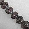 Silver Foil Lampwork Beads, Heart 12mm Hole: About 1.5mm, Sold by PC