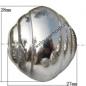 Jewelry findings, CCB plastic European style Beads platina plated, 27x28mm Hole:4mm, Sold by Bag