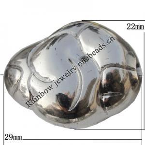 Jewelry findings, CCB plastic Beads platina plated, 29x22mm Hole:3mm, Sold by Bag