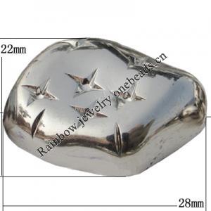 Jewelry findings, CCB plastic Beads platina plated, 28x22mm Hole:3mm, Sold by Bag