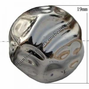 Jewelry findings, CCB plastic Beads platina plated, 19x19mm Hole:2mm, Sold by Bag