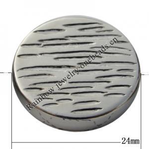 Jewelry findings, CCB plastic Beads platina plated, Flat Round 24mm Hole:2mm, Sold by Bag