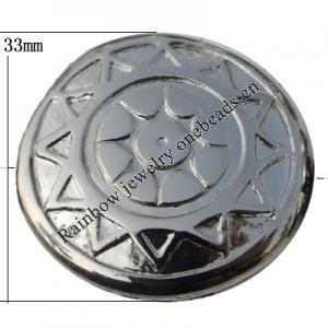 Jewelry findings, CCB plastic Beads platina plated, Flat Round 33mm Hole:2mm, Sold by Bag