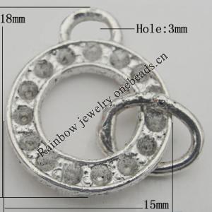 Pendant Zinc Alloy Jewelry Findings Lead-free, 18x15mm Hole:3mm, Sold by Bag