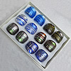 Lampwork Glass Rings,Mix Color, Box Size: 130x90x35mm, Sold by Box
