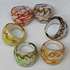 Gold Sand Lampwork Glass Rings, Mix Color, Sold by PC